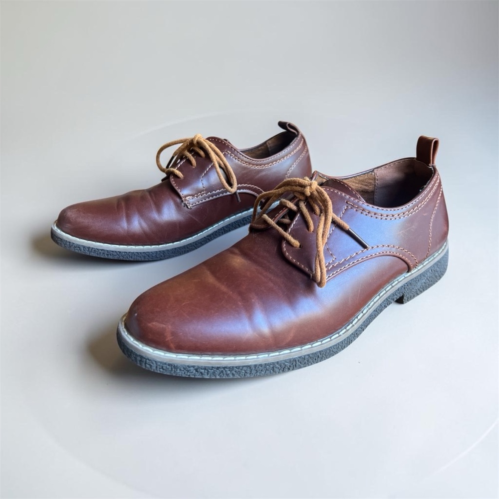 Men's Brown Leather Lace-Up Casual Dress Shoes